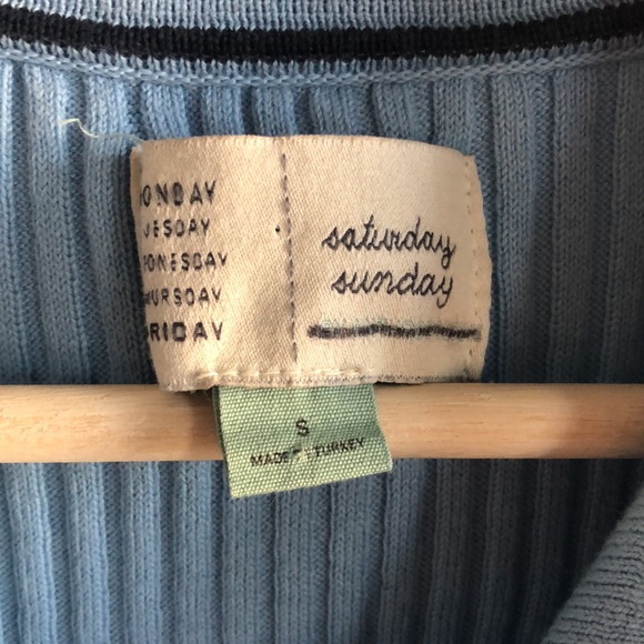 NEW Anthropologie Saturday Sunday✨ Blue Ribbed Polo Midi Dress - Picture 5 of 10